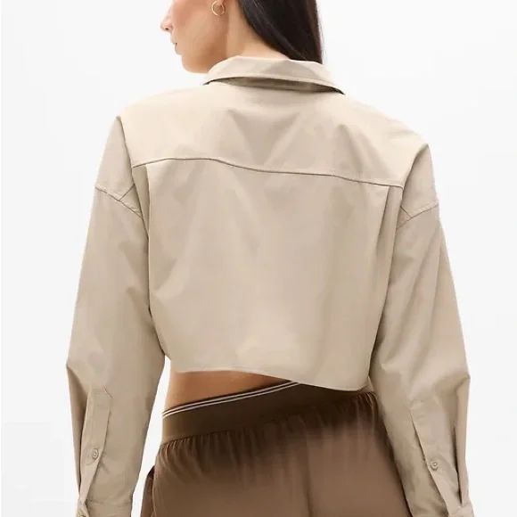 NWT Athleta Midday Ultra Cropped Shirt - Beige - Picture 2 of 8